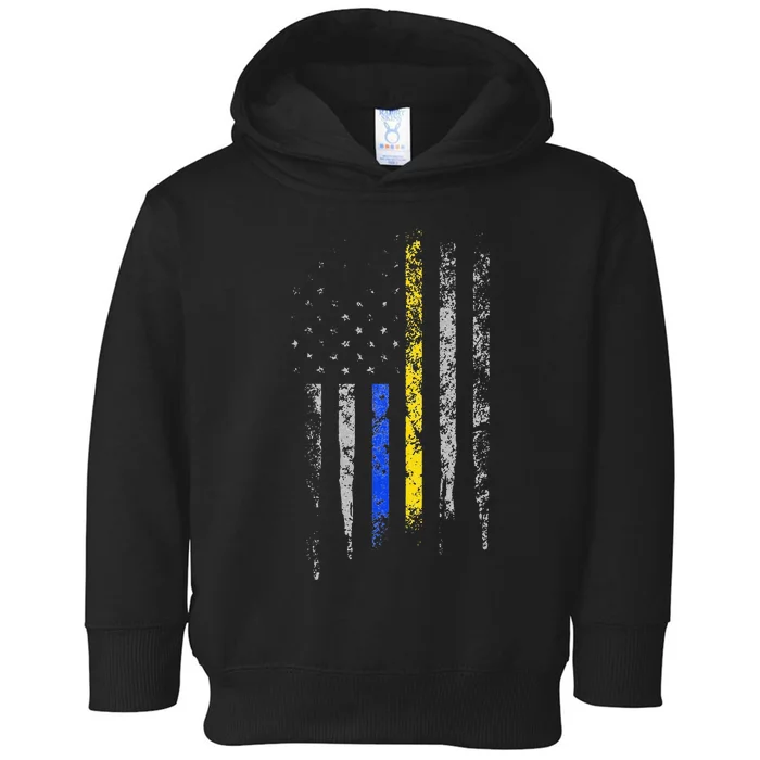 Gold Blue Line 911 Police Dispatcher First Responder Toddler Hoodie