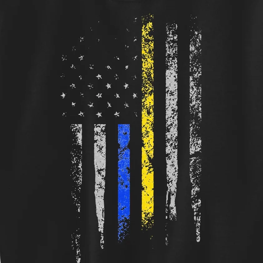 Gold Blue Line 911 Police Dispatcher First Responder Kids Sweatshirt