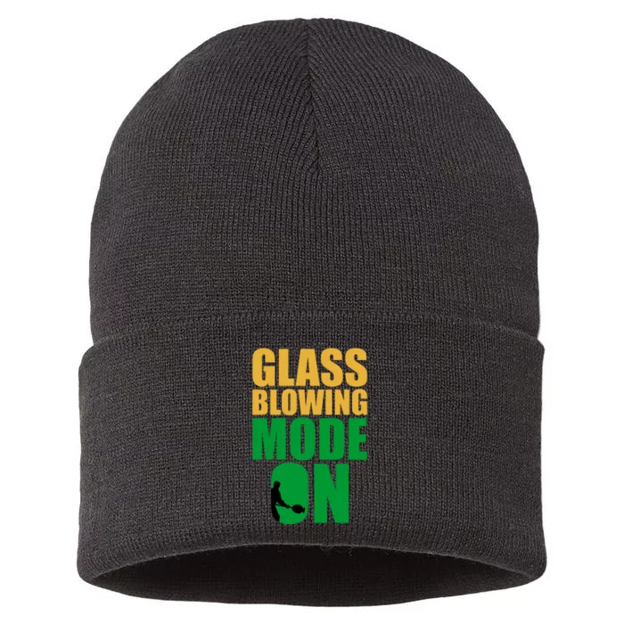 Glass Blowing Mode On Funny Glassblower Retro Vintage Glassblowing Sustainable Knit Beanie