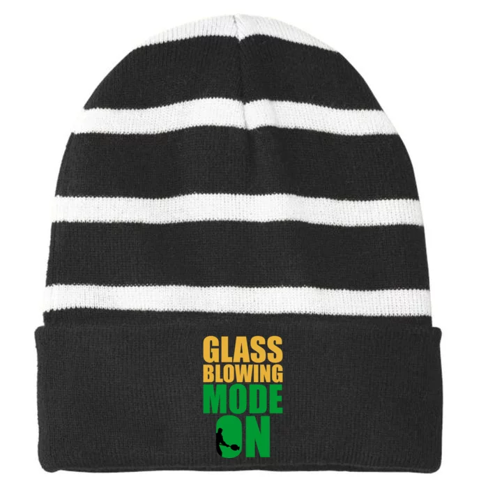 Glass Blowing Mode On Funny Glassblower Retro Vintage Glassblowing Striped Beanie with Solid Band