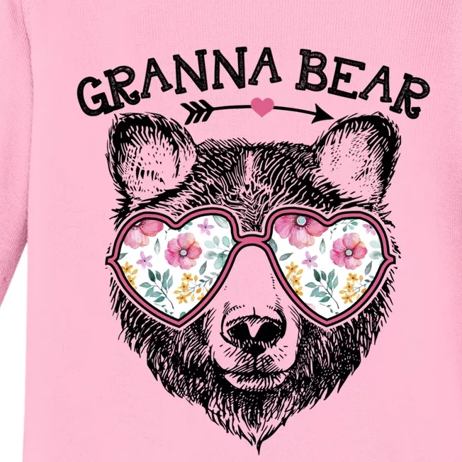 Granna Bear Mom Grandma Cute Floral Happy MotherS Day Great Gift Baby Long Sleeve Bodysuit