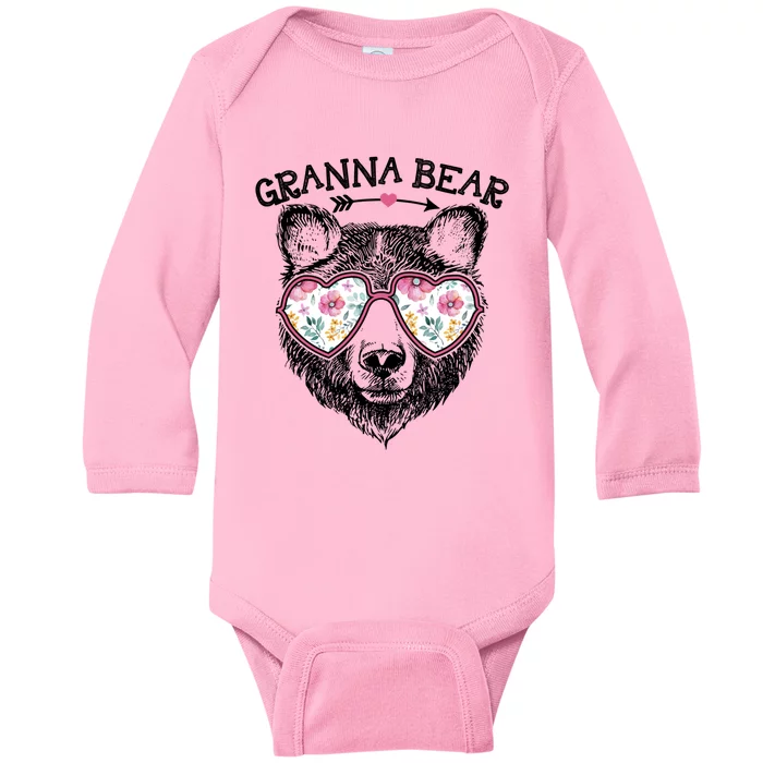 Granna Bear Mom Grandma Cute Floral Happy MotherS Day Great Gift Baby Long Sleeve Bodysuit