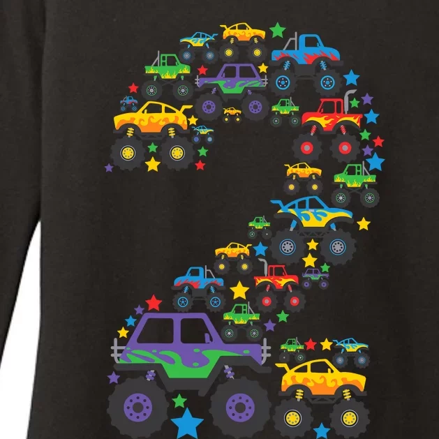 Graphic Boy Monster Truck 2nd Birthday 2 Years Womens CVC Long Sleeve Shirt