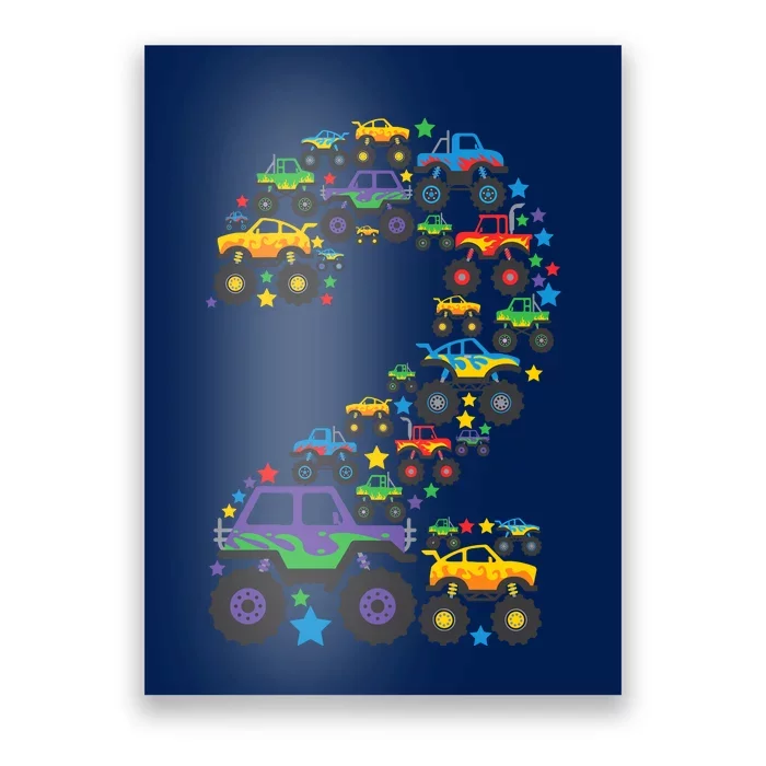 Graphic Boy Monster Truck 2nd Birthday 2 Years Poster