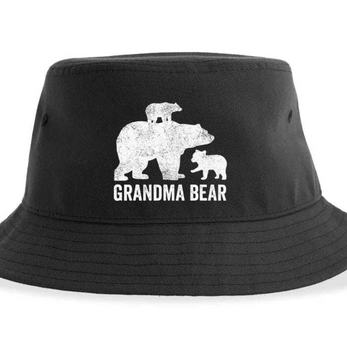 Grandma Bear Mothers Day Funny Two Cub Kids Grandmom Sustainable Bucket Hat