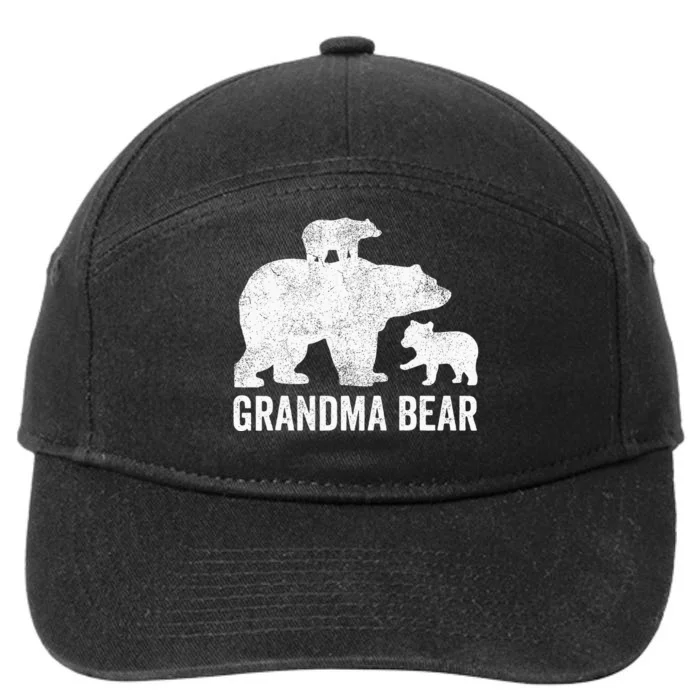 Grandma Bear Mothers Day Funny Two Cub Kids Grandmom 7-Panel Snapback Hat