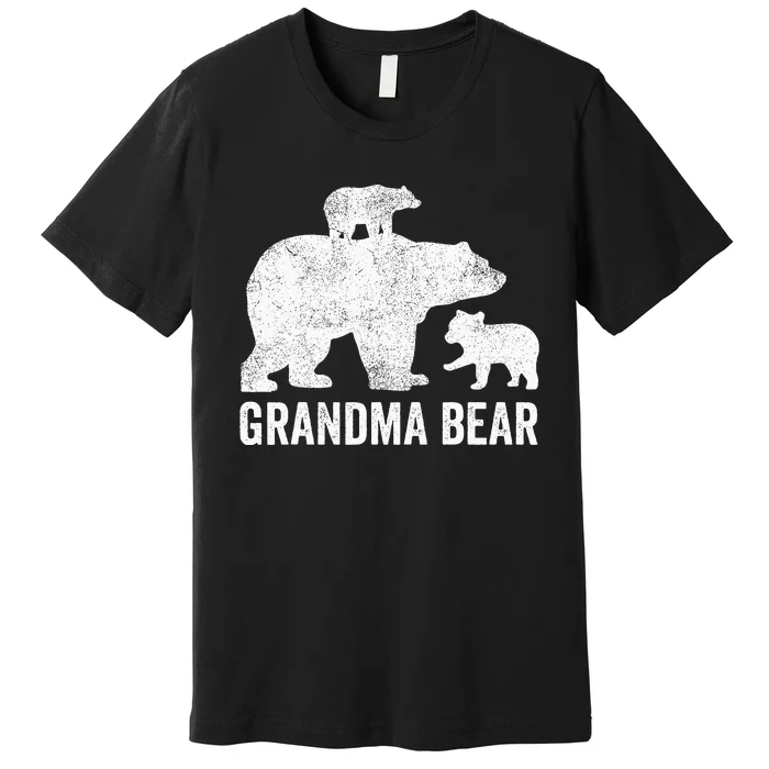 Grandma Bear Mothers Day Funny Two Cub Kids Grandmom Premium T-Shirt