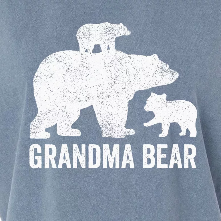 Grandma Bear Mothers Day Funny Two Cub Kids Grandmom Garment-Dyed Women's Muscle Tee