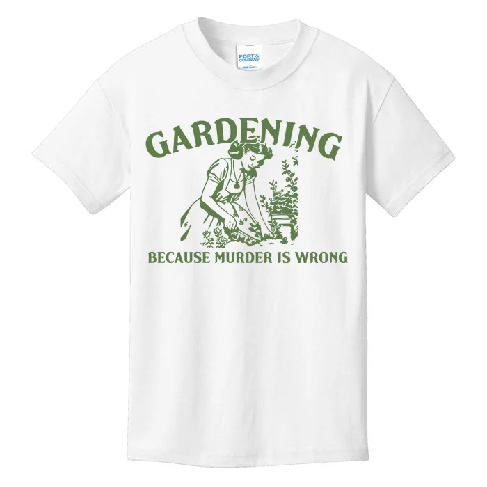 Gardening Because Murder Is Wrong Retro Kids T-Shirt