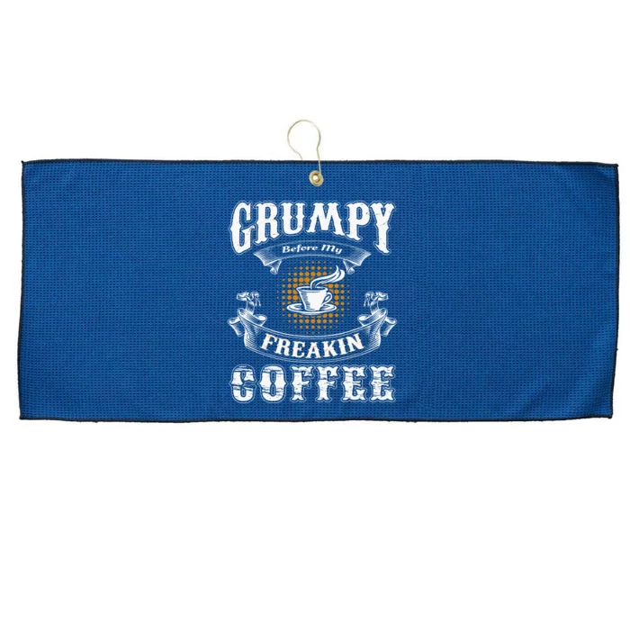 Grumpy Before My Freakin Coffee Funny Large Microfiber Waffle Golf Towel