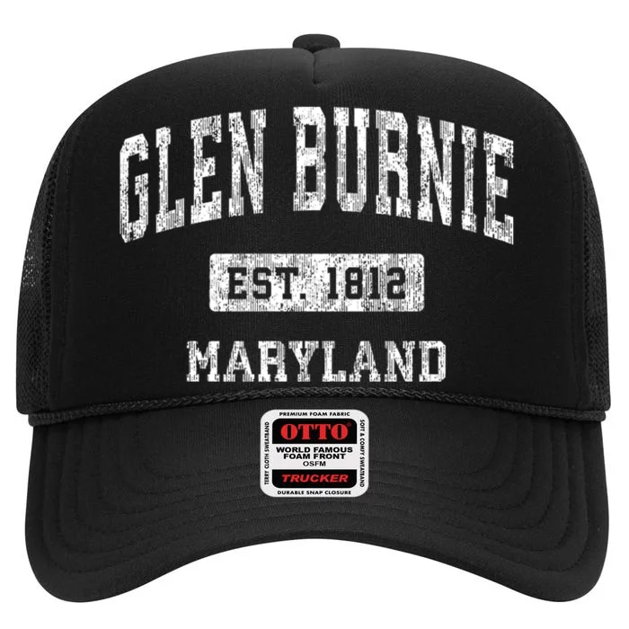 Glen Burnie Maryland Md Vintage Sports High Crown Mesh Trucker Hat