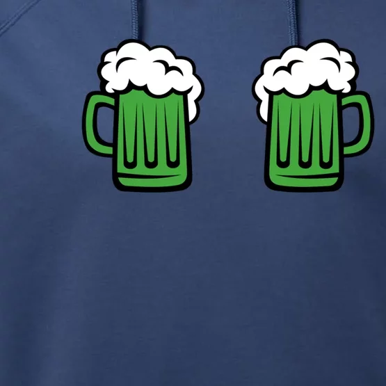 Green Beer Mug Shamrock St Patricks Day Gift Funny Ing Great Gift Performance Fleece Hoodie