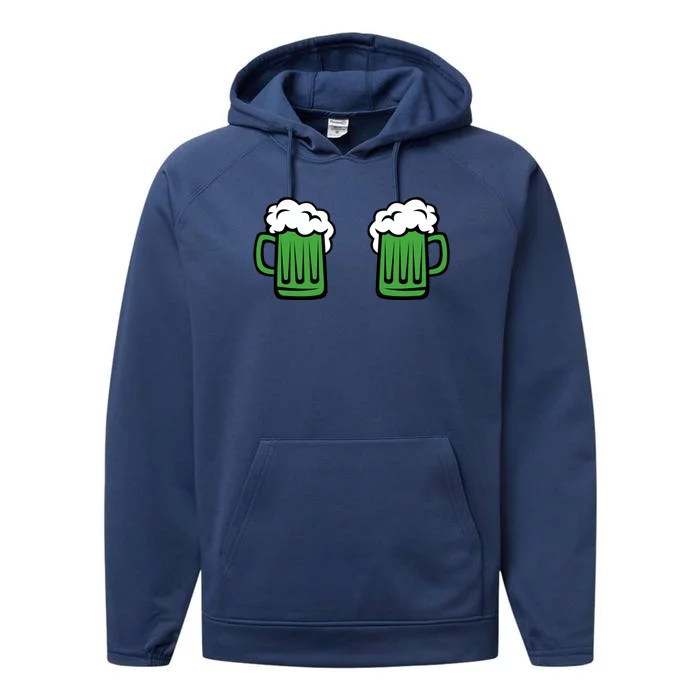 Green Beer Mug Shamrock St Patricks Day Gift Funny Ing Great Gift Performance Fleece Hoodie