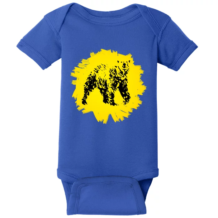 Grizzly Bear Motif Grizzlies Predator Bears Forest Animals Funny Gift Baby Bodysuit