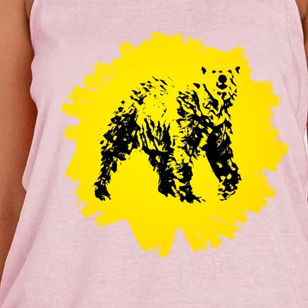 Grizzly Bear Motif Grizzlies Predator Bears Forest Animals Funny Gift Women's Knotted Racerback Tank