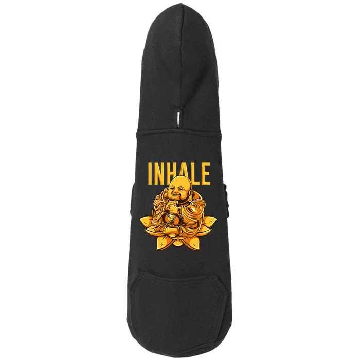 Golden Buddha Marijuana Cannabis Meditation Inhale Doggie 3-End Fleece Hoodie