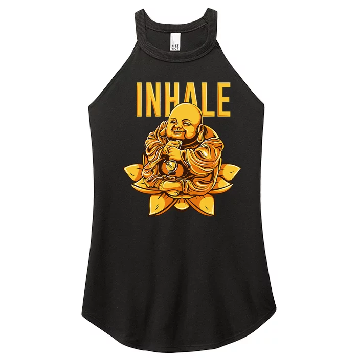 Golden Buddha Marijuana Cannabis Meditation Inhale Women’s Perfect Tri Rocker Tank