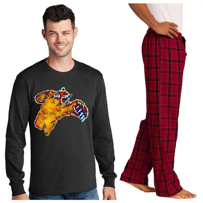 Grizzly Bear Motif Grizzlies Predator Bears Forest Animals Gift Long Sleeve Pajama Set