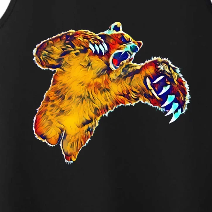 Grizzly Bear Motif Grizzlies Predator Bears Forest Animals Gift Performance Tank