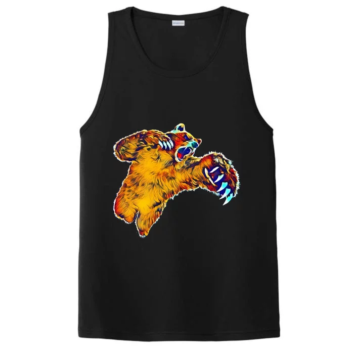 Grizzly Bear Motif Grizzlies Predator Bears Forest Animals Gift Performance Tank