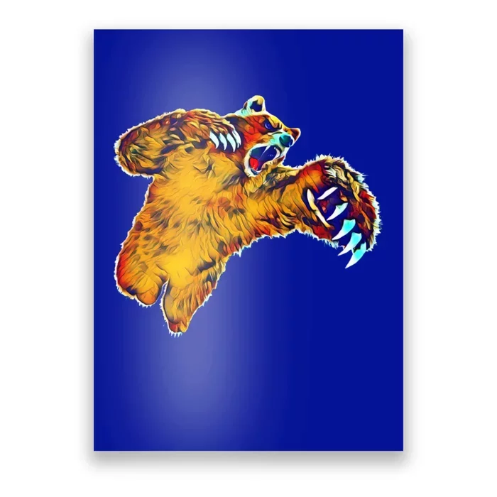 Grizzly Bear Motif Grizzlies Predator Bears Forest Animals Gift Poster