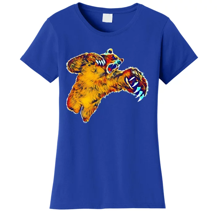 Grizzly Bear Motif Grizzlies Predator Bears Forest Animals Gift Women's T-Shirt