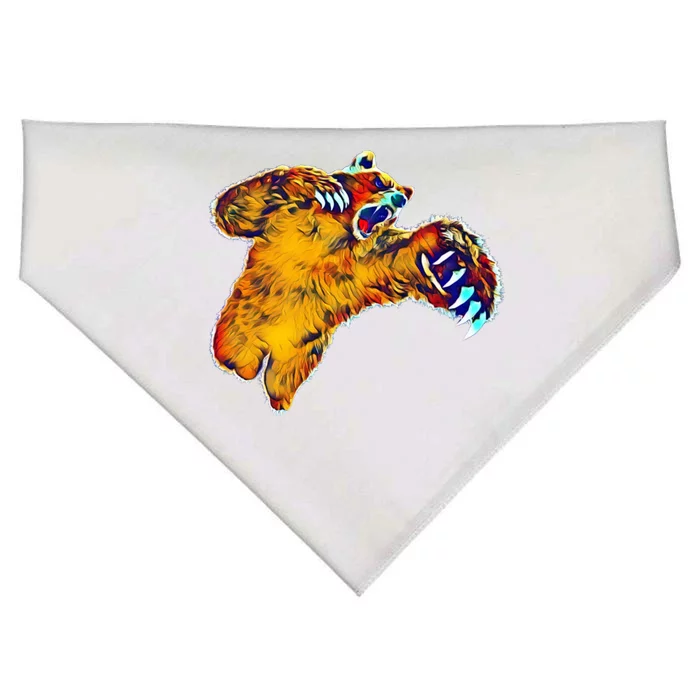 Grizzly Bear Motif Grizzlies Predator Bears Forest Animals Gift USA-Made Doggie Bandana