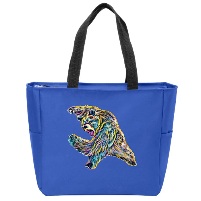 Grizzly Bear Motif Grizzlies Predator Bears Forest Animals Gift Zip Tote Bag