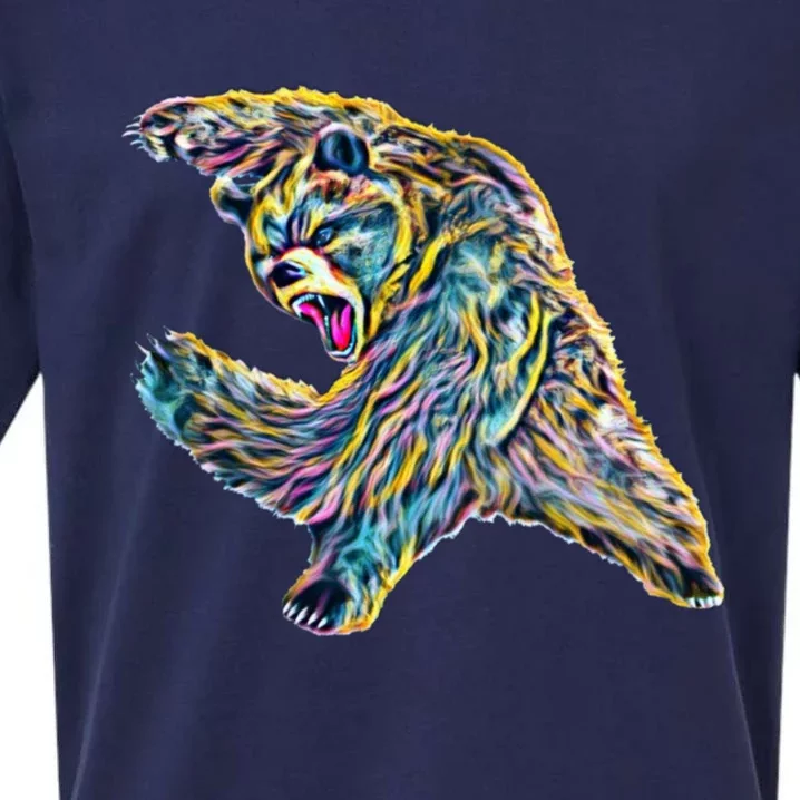 Grizzly Bear Motif Grizzlies Predator Bears Forest Animals Gift Sueded Cloud Jersey T-Shirt