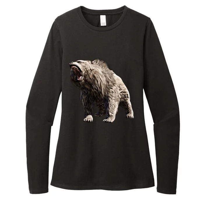 Grizzly Bear Motif Grizzlies Predator Bears Forest Animals Gift Womens CVC Long Sleeve Shirt