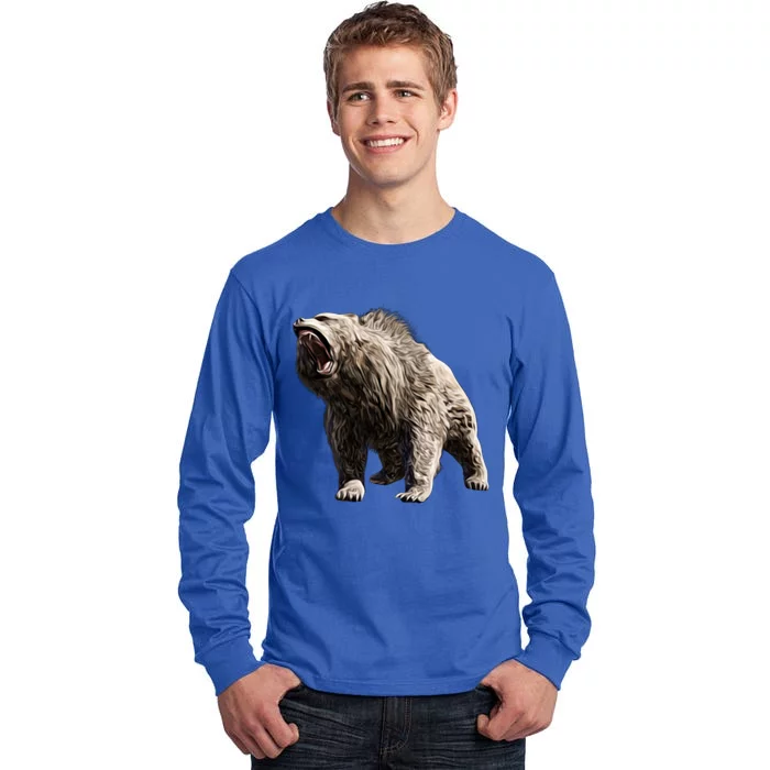 Grizzly Bear Motif Grizzlies Predator Bears Forest Animals Gift Tall Long Sleeve T-Shirt