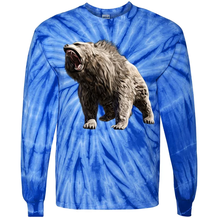 Grizzly Bear Motif Grizzlies Predator Bears Forest Animals Gift Tie-Dye Long Sleeve Shirt