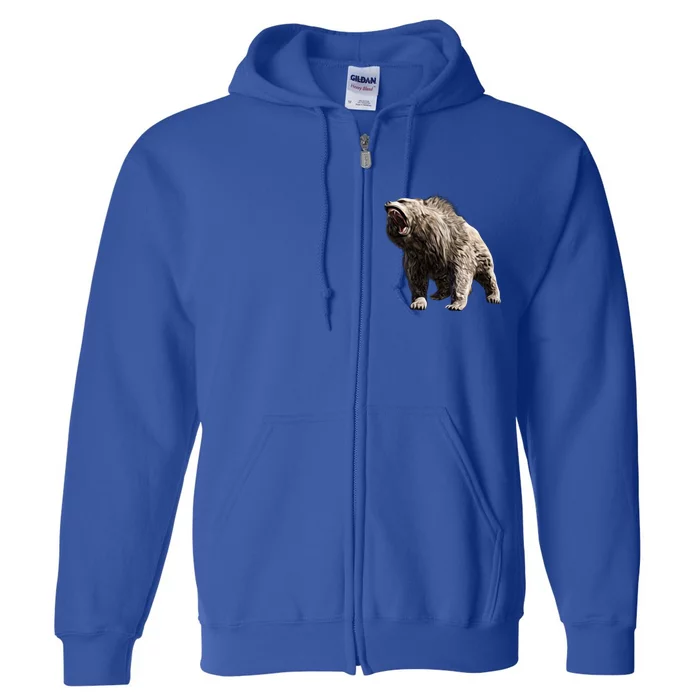 Grizzly Bear Motif Grizzlies Predator Bears Forest Animals Gift Full Zip Hoodie