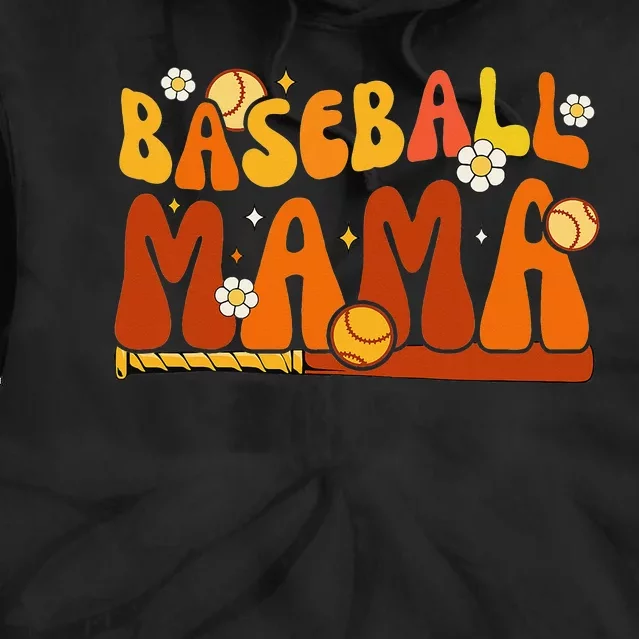 Groovy Baseball Mama Softball Pitcher Catcher Mothers Day Tie Dye Hoodie