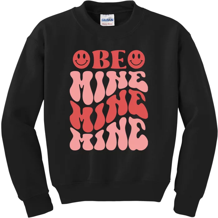 Groovy Be Mine Retro Valentine's Day Gift Kids Sweatshirt