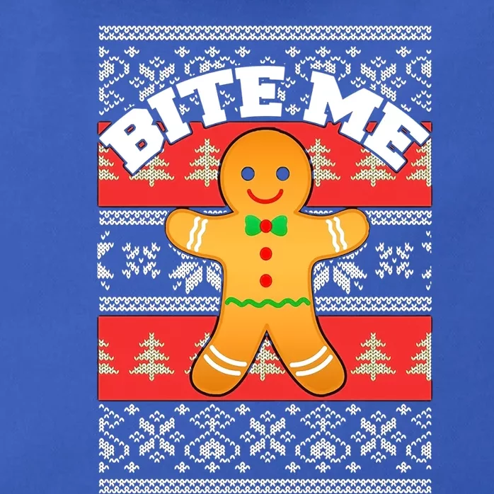 Gingerbread Bite Me Funny Ugly Christmas Sweater Gift Zip Tote Bag