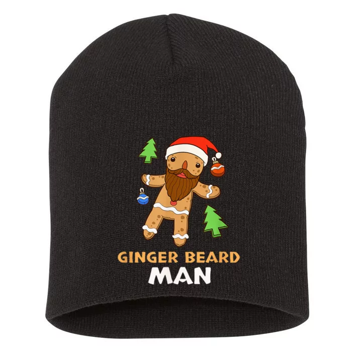 Ginger Beard Man Holiday Gingerbread Christmas Short Acrylic Beanie