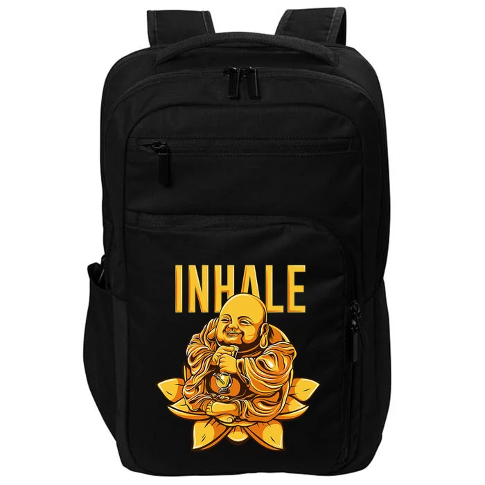 Golden Buddha Marijuana Cannabis Meditation Inhale Impact Tech Backpack