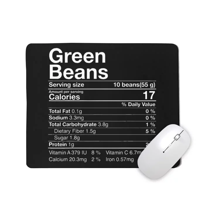 Green Beans Nutrition Fact Thanksgiving Costume Mousepad