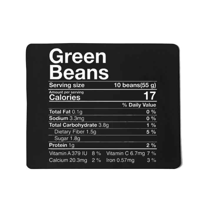 Green Beans Nutrition Fact Thanksgiving Costume Mousepad