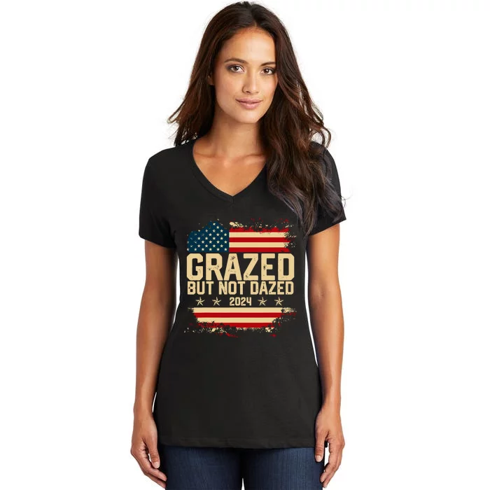 Grazed But Not Dazed 2024 Election Supporter Women's V-Neck T-Shirt