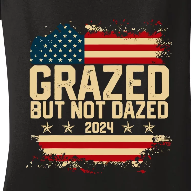 Grazed But Not Dazed 2024 Election Supporter Women's V-Neck T-Shirt