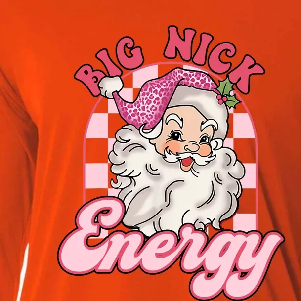 Groovy Big Nick Santa Energy Pink Funny Christmas Pink Gift Cooling Performance Long Sleeve Crew