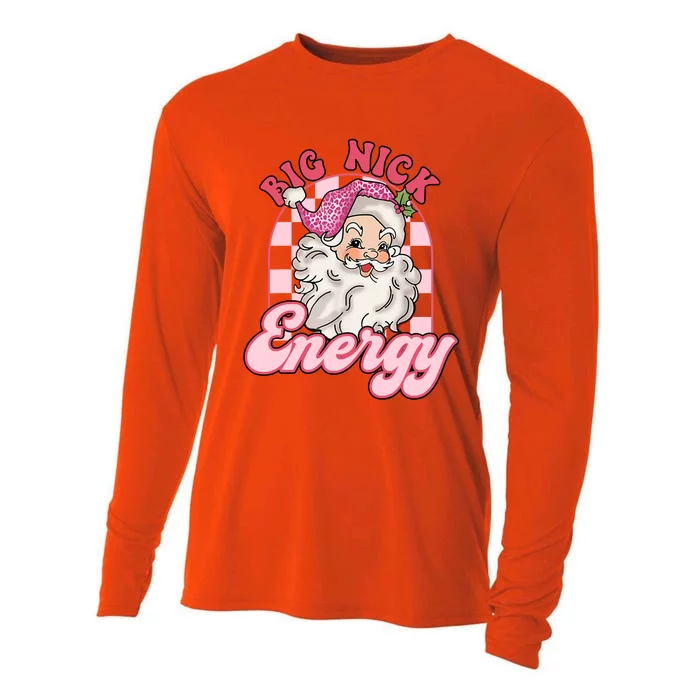 Groovy Big Nick Santa Energy Pink Funny Christmas Pink Gift Cooling Performance Long Sleeve Crew