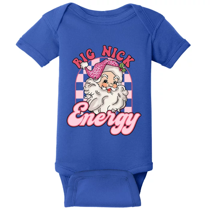 Groovy Big Nick Santa Energy Pink Funny Christmas Pink Gift Baby Bodysuit