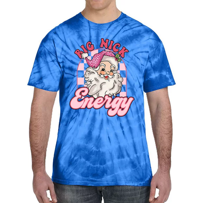 Groovy Big Nick Santa Energy Pink Funny Christmas Pink Gift Tie-Dye T-Shirt