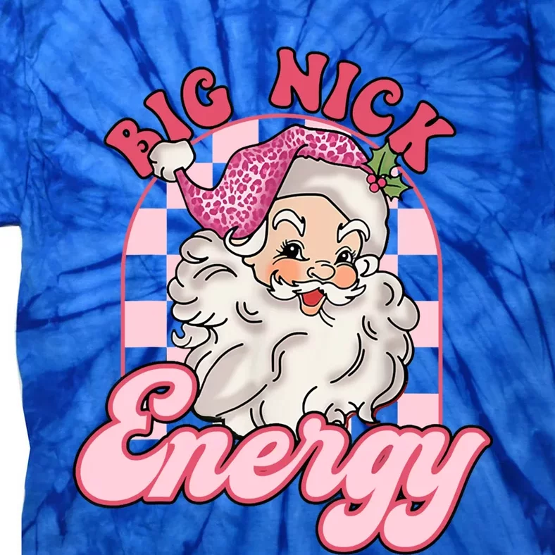 Groovy Big Nick Santa Energy Pink Funny Christmas Pink Gift Tie-Dye T-Shirt