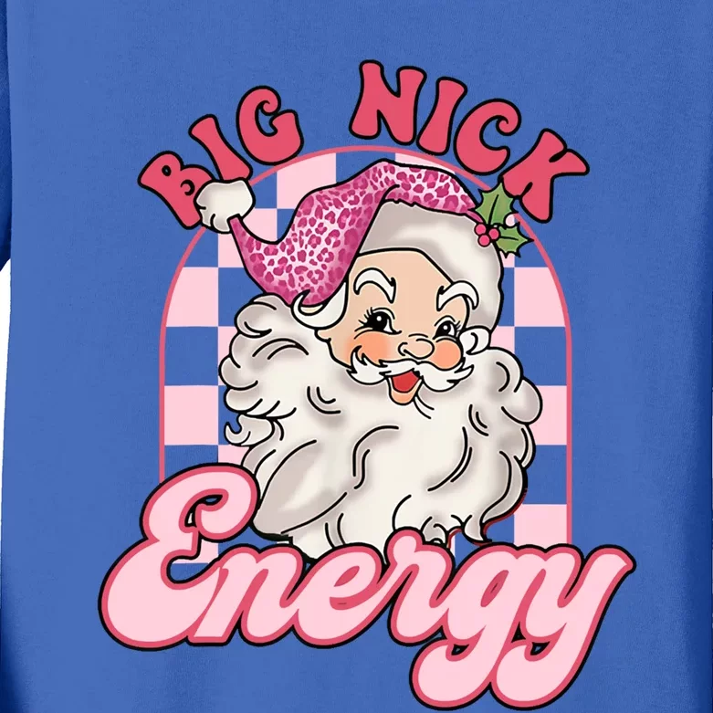 Groovy Big Nick Santa Energy Pink Funny Christmas Pink Gift Kids Long Sleeve Shirt