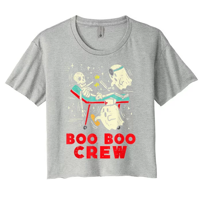 Ghost Boo Nurse Crew Witch Skeleton Halloween Spooky Season Gift Women's Crop Top Tee