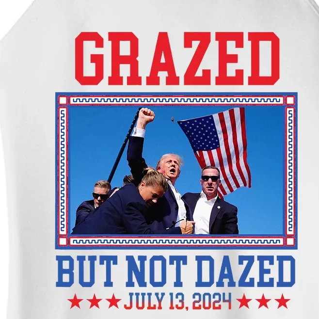 Grazed But Not Dazed Trump Shot Women’s Perfect Tri Rocker Tank